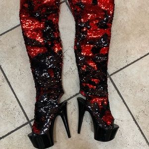 Stripper boots flip sequin- Ellie Shoes